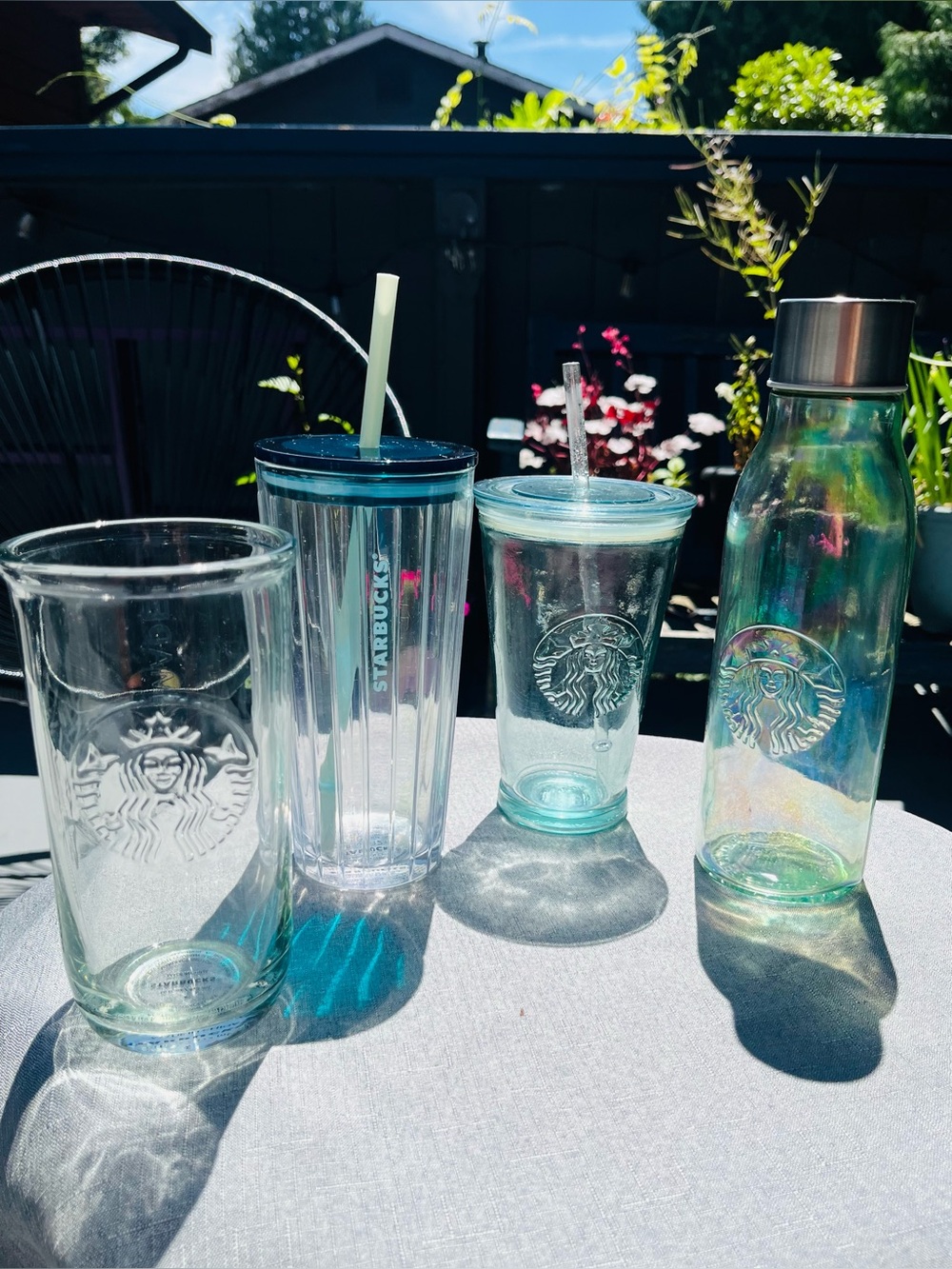 🔮Starbucks RARE Crystal Clear Collection – Bundle of 4 Glass RECYCLED GLASSS 🥃